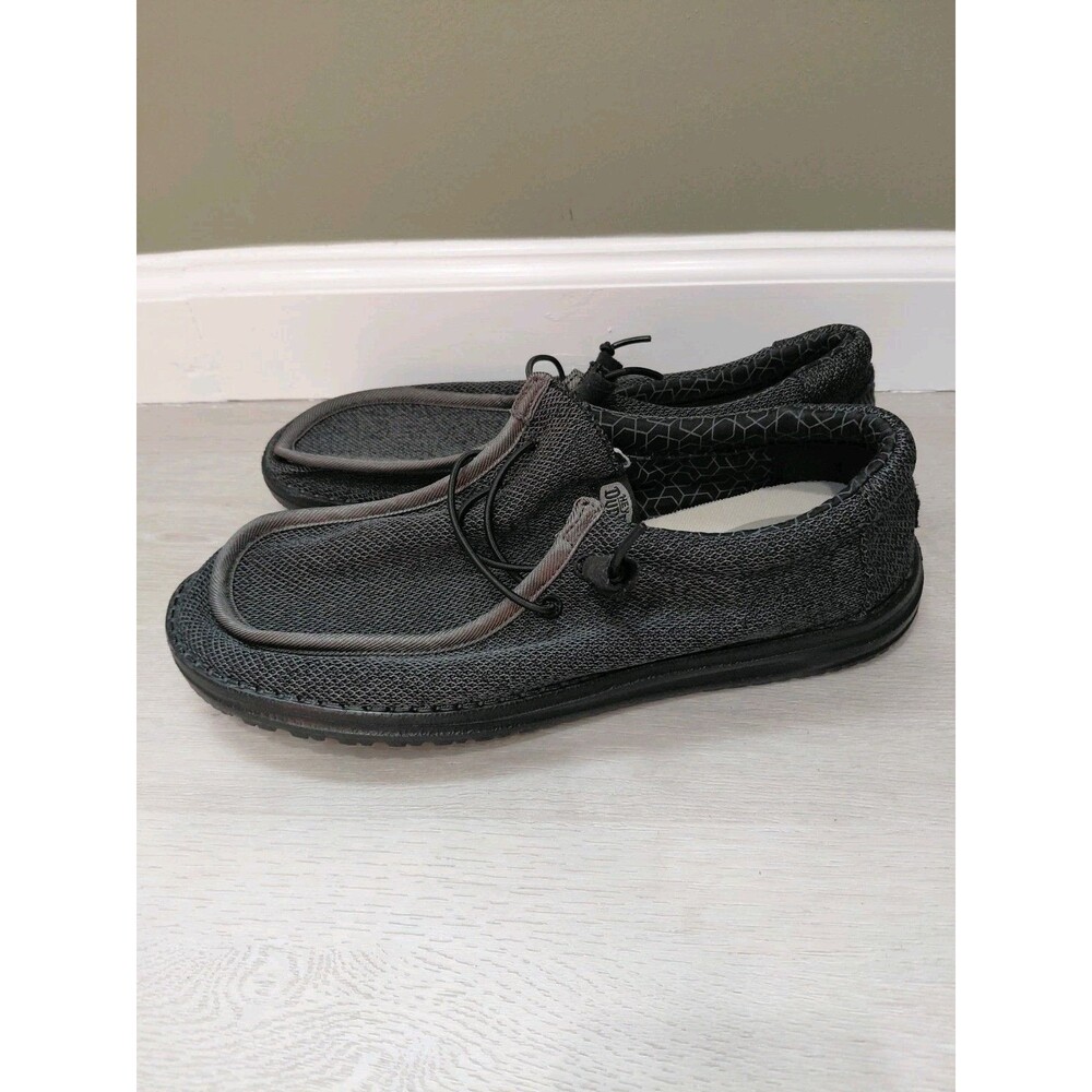 Hey Dude Wally Sox Micro Total Black Mens Sz 11 Casual Comfort Loafers Shoes